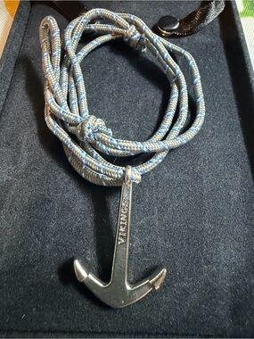Unisex AIKIMOS VIKINGS Nautical Anchored Rope Wrap Bracelet in Gray & Blue